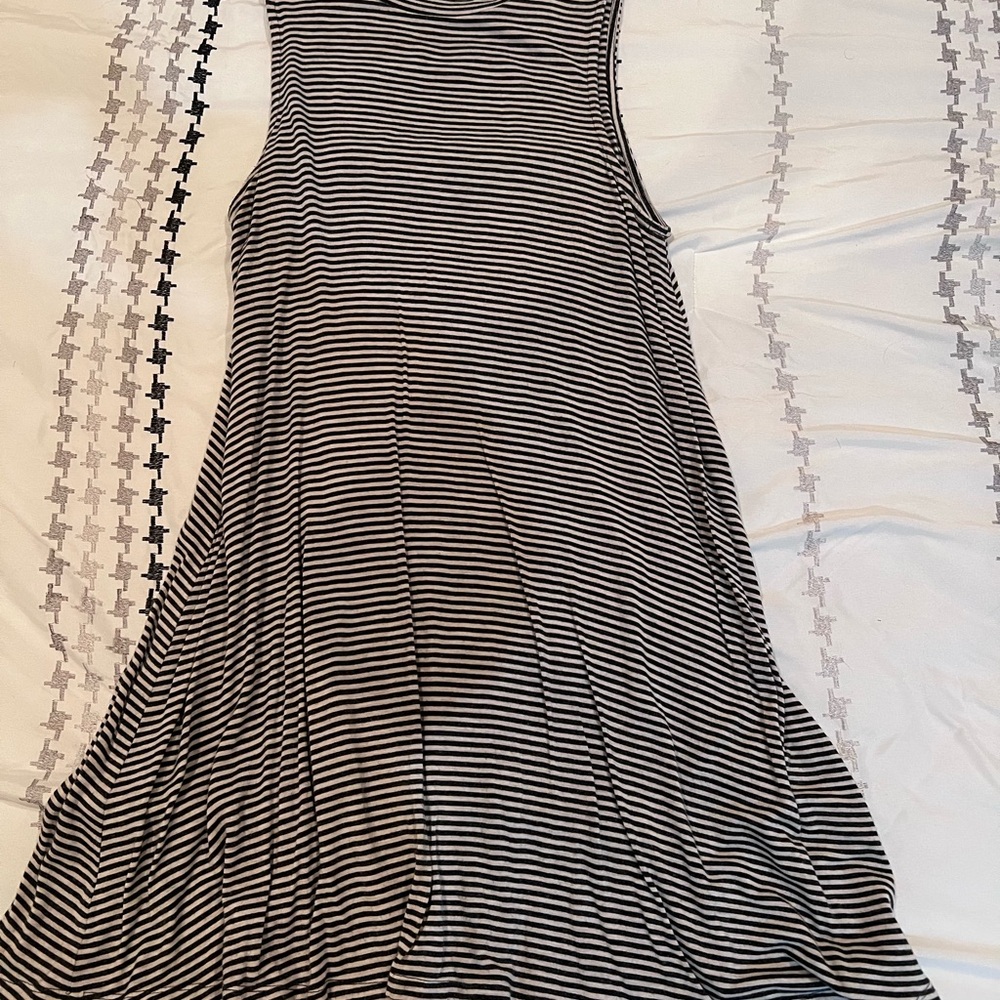 Striped Black and White Sleeveless Dress